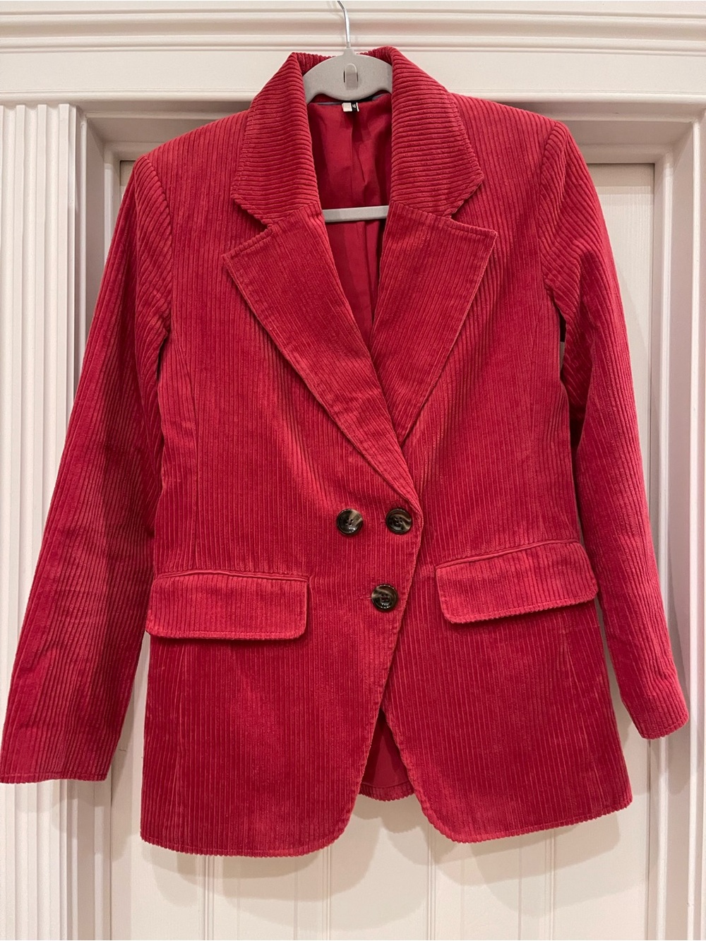 Topshop Red Corduroy Double-Button Blazer